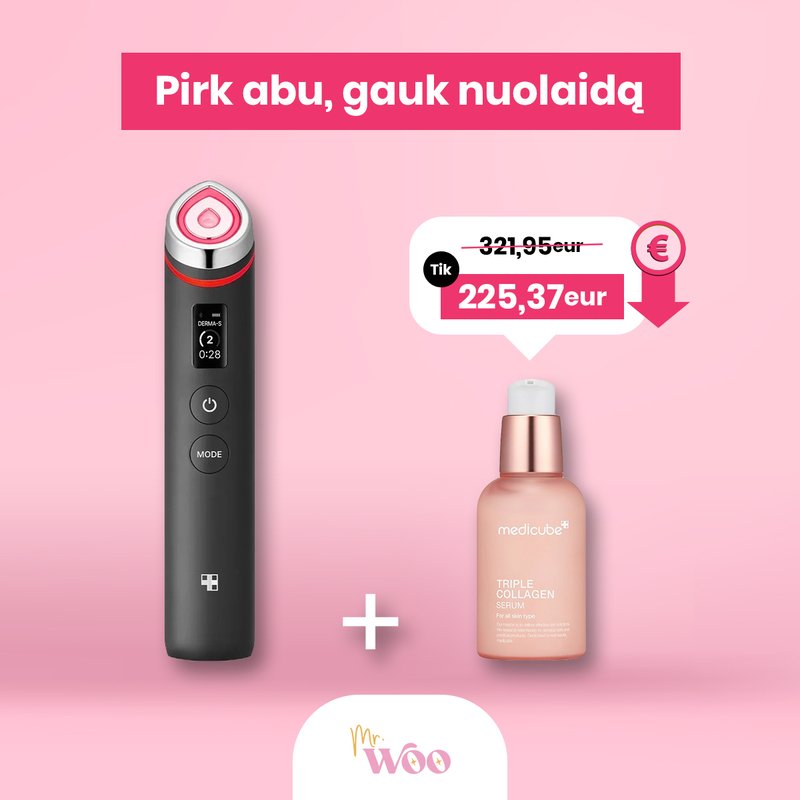 medicube AGE-R Booster Pro Black – Collagen Jelly Cream veido odos priežiūros aparatas + veido serumas