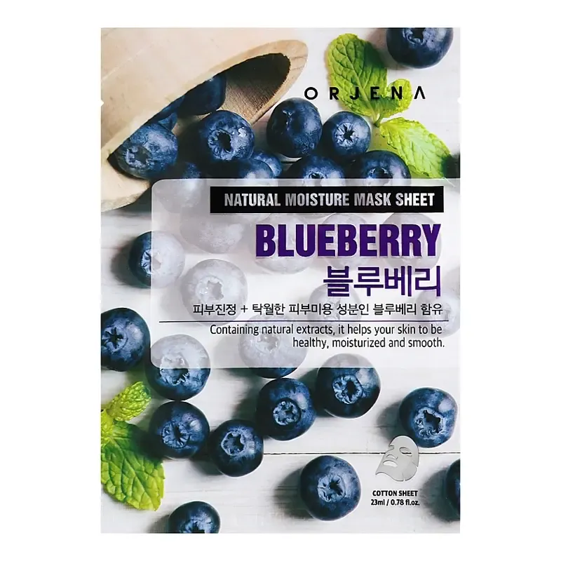 Orjena Natural Moisture Face Mask Sheet Blueberry – veido kaukė