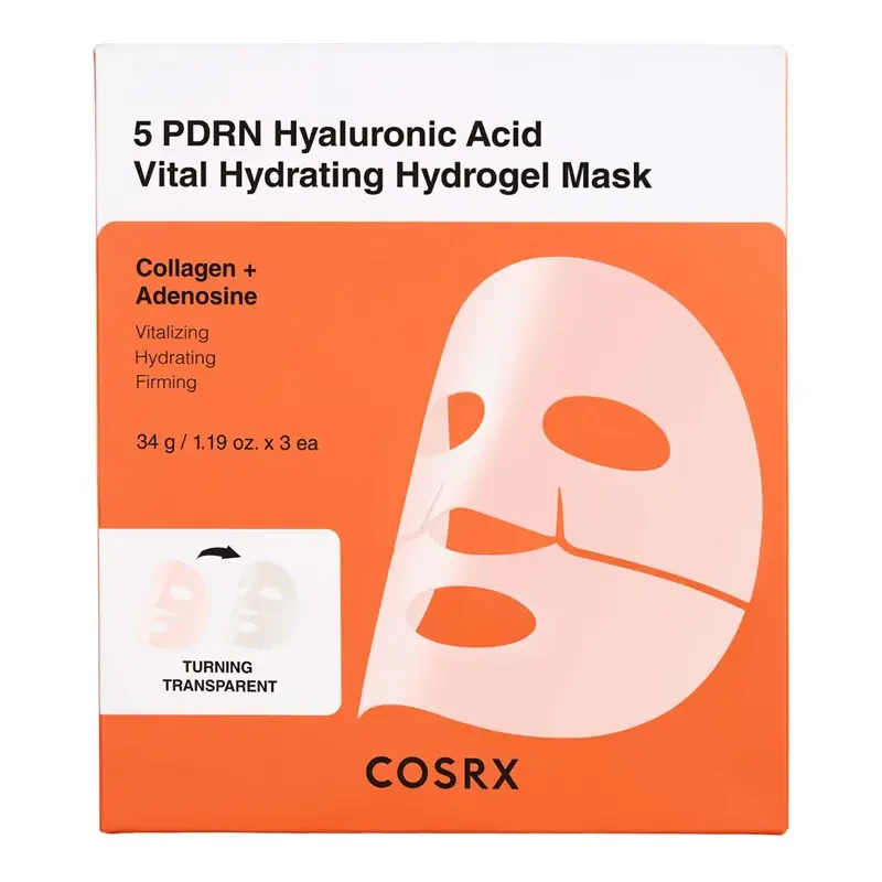 CosRX 5 PDRN Hyaluronic Acid Vital Hydrating Hydrogel Mask – intensyviai drėkinanti hidrogelio kaukė, 5 vnt.