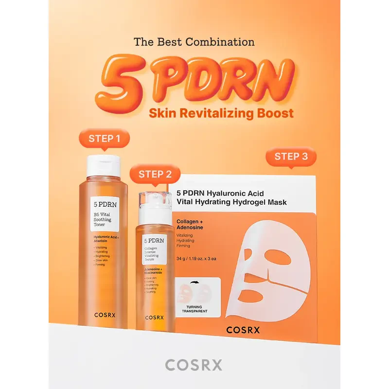 CosRX 5 PDRN Hyaluronic Acid Vital Hydrating Hydrogel Mask – intensyviai drėkinanti hidrogelio kaukė, 5 vnt. 4