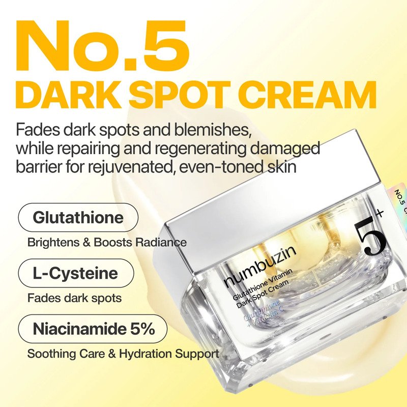 numbuzin No.5+ Glutathione Vitamin Dark Spot Cream – šviesinamasis veido kremas 1