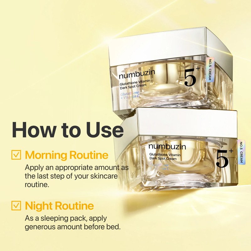 numbuzin No.5+ Glutathione Vitamin Dark Spot Cream – šviesinamasis veido kremas 2