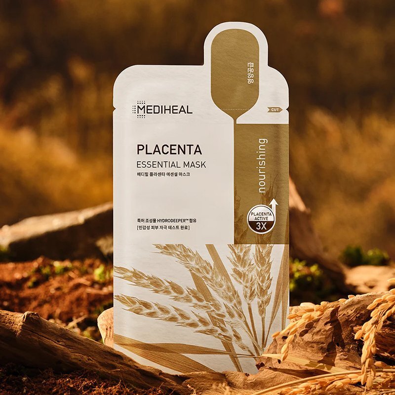 MEDIHEAL Placenta Essential Mask – elastingumą atkurianti veido kaukė