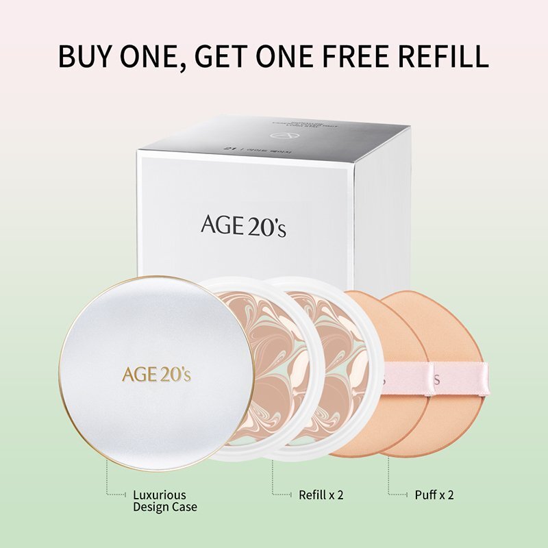 AGE20s Signature Essence Cover Pact Long Stay Plus Refill 21 – makiažo pagrindas su papildymu, 14 g.*2