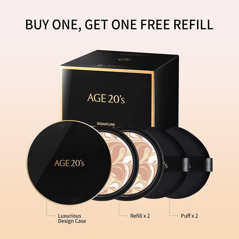 AGE20s Signature Essence Cover Pact Intense Cover Plus Refill 23 – makiažo pagrindas su papildymu, 14 g.*2