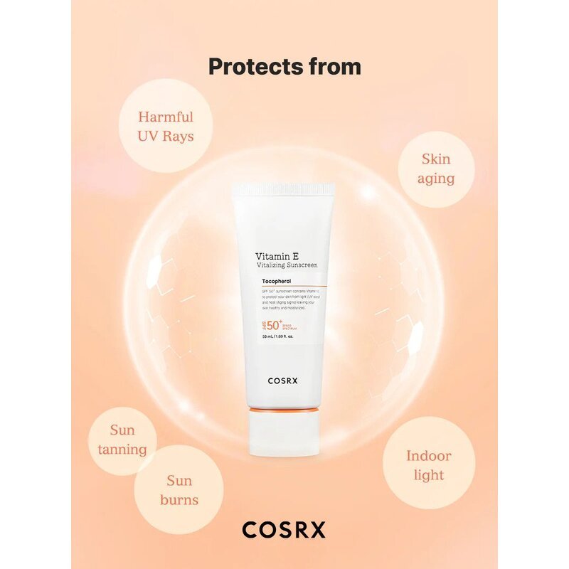 CosRX Vitamin E Vitalizing Sunscreen SPF 50+ – apsauginis kremas nuo saulės