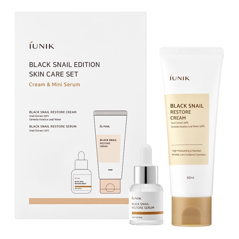 iUNIK Black Snail Edition Skincare Set – kosmetikos mini rinkinys su sraigių sekretu