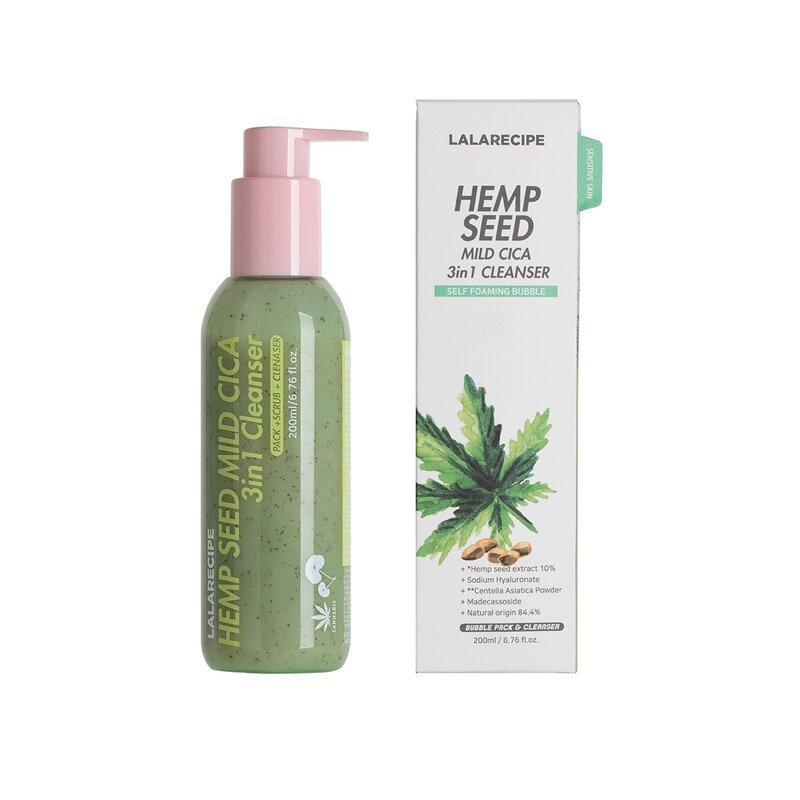 LALARECIPE Hemp Seed Cica 3 in 1 Cleanser – raminamasis prausiklis su kanapėmis