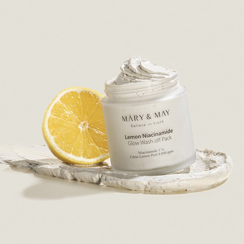 Mary & May Lemon Niacinamide Glow Wash Off Pack – nuplaunama molio kaukė