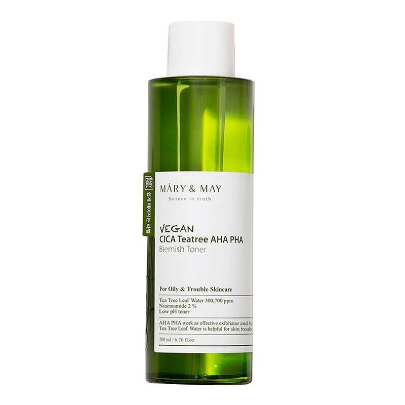 Mary May Vegan CICA Tea Tree AHA PHA Toner – raminamasis tonikas su arbatmedžiu