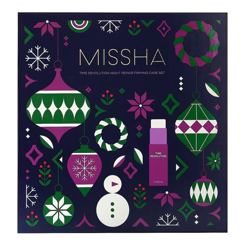 Missha Time Revolution Night Repair Firming Care Set Christmas Edition – pieštuko nuo raukšlių ir veido kaukių rinkinys