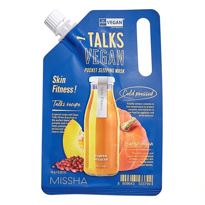 Missha Talks Vegan Squeeze Pocket Sleeping Mask Skin Fitness  – energizuojanti naktinė kaukė