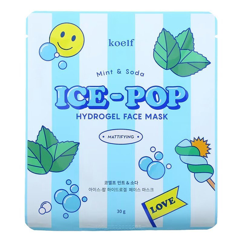 Koelf Mint & Soda Ice Pop Hydrogel Face Mask – valomoji hidrogelio kaukė