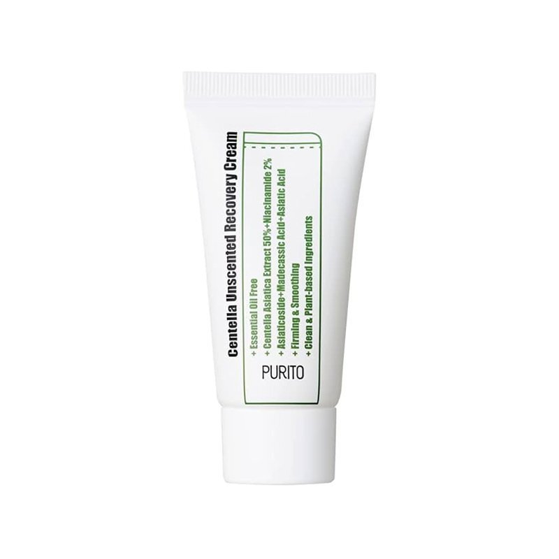 Purito Centella Unscented Recovery Cream Mini – atkuriamasis kremas, 12 ml.