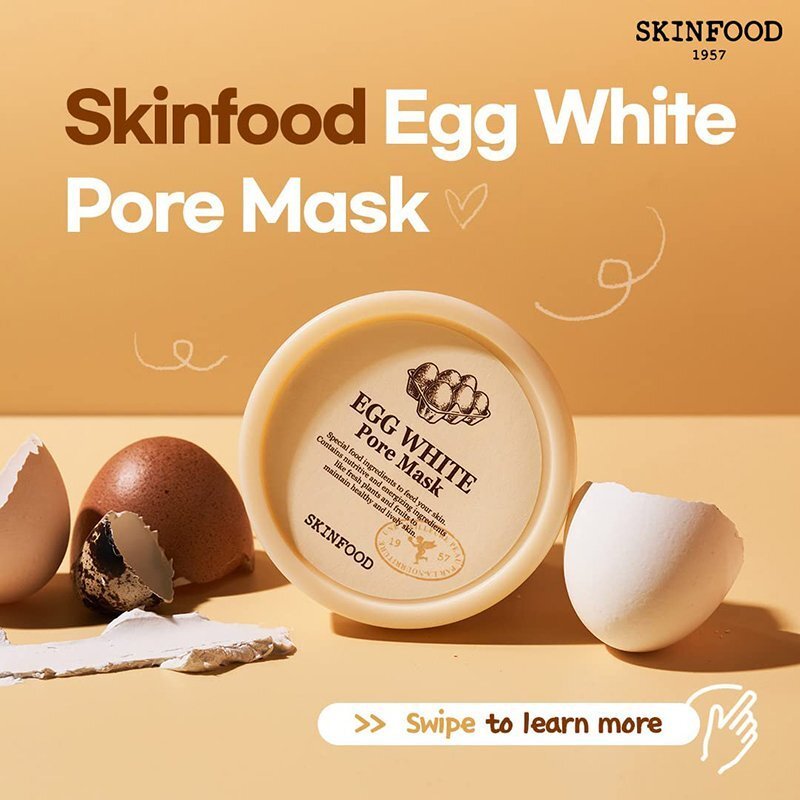 Skinfood Egg White Pore Mask – poras sutraukianti veido kaukė