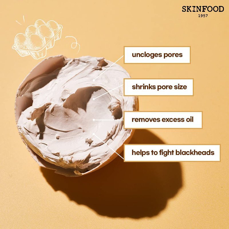 Skinfood Egg White Pore Mask – poras sutraukianti veido kaukė