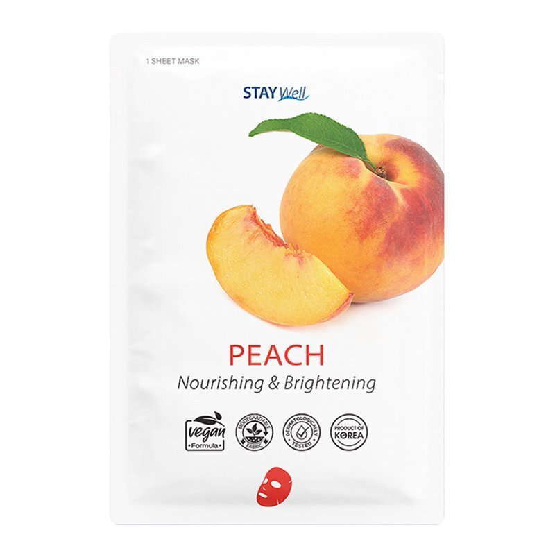 Stay Well Vegan Sheet Mask Peach – maitinamoji veido kaukė