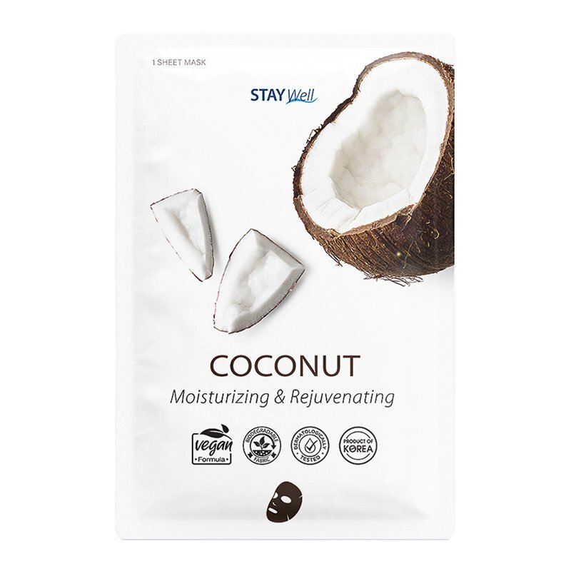 Stay Well Vegan Sheet Mask Coconut – jauninamoji veido kaukė