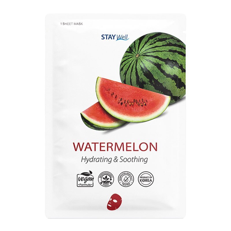 Stay Well Vegan Sheet Mask Watermelon – drėkinamoji veido kaukė