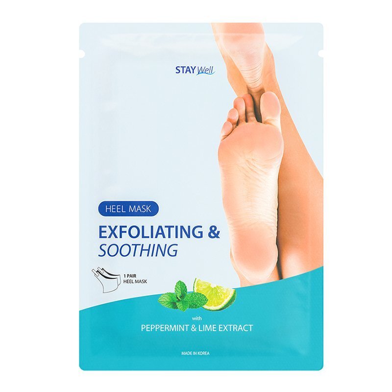 Stay Well Exfoliating & Soothing Heel Mask Peppermint & Lime - rūgštinis kulnų šveitiklis