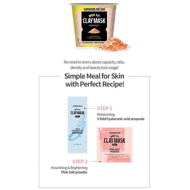 Farm Skin Superfood For Skin Mix It! Clay Mask Pink Salt – šviesinamoji molio kaukė